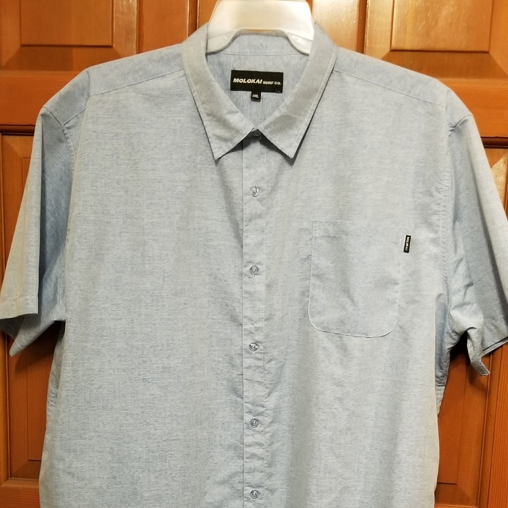 Light blue short sleeve button up shirt